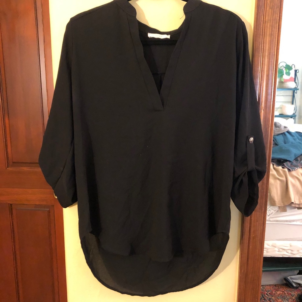 Black v neck lush blouse size large